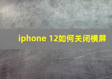 iphone 12如何关闭横屏